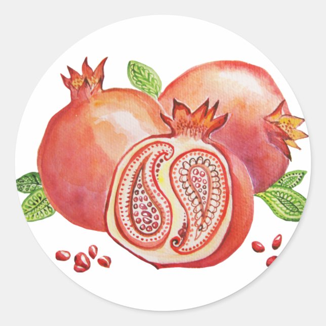 Pomegranate Happy Yalda Classic Round Sticker (Front)