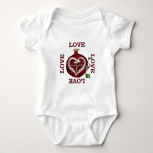 Pomegranate Heart LOVE Valentine Baby Bodysuit