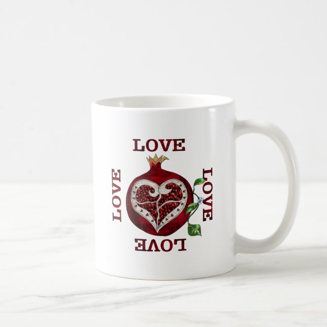 Pomegranate Heart LOVE Valentine Coffee Mug (Right)