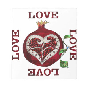 Pomegranate Heart LOVE Valentine Notepad