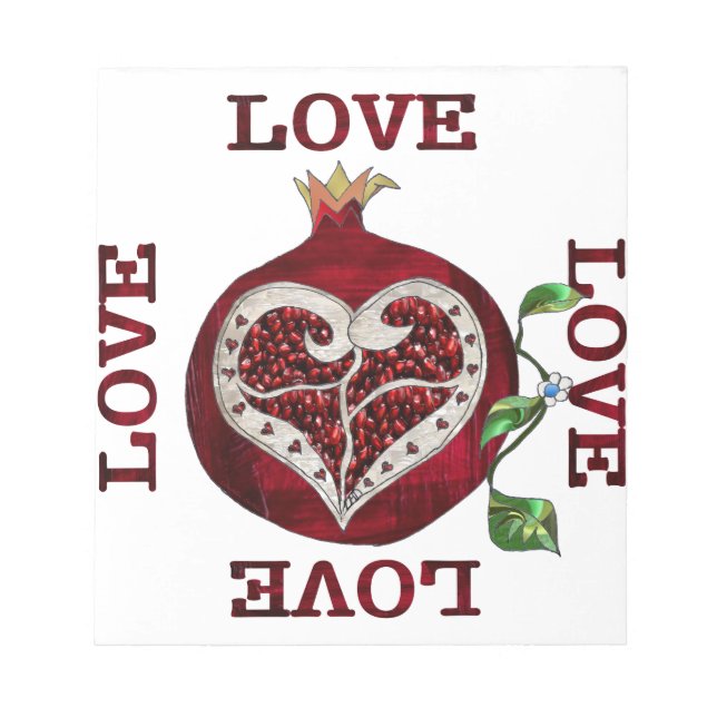 Pomegranate Heart LOVE Valentine Notepad (Front)