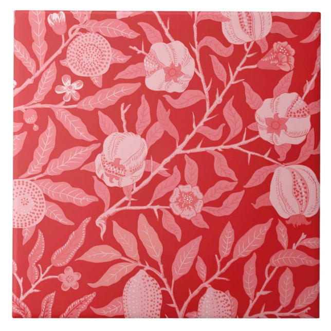 Pomegranate in red/pink. ceramic tile (Front)