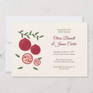 Pomegranate Jewel Tone Fall Wedding Invitation