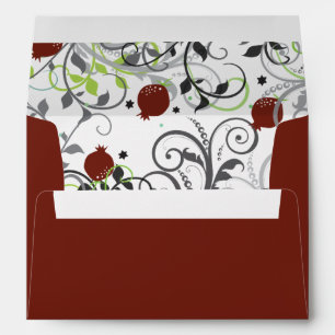 Pomegranate Jewish Wedding Pre-Addressed Envelope
