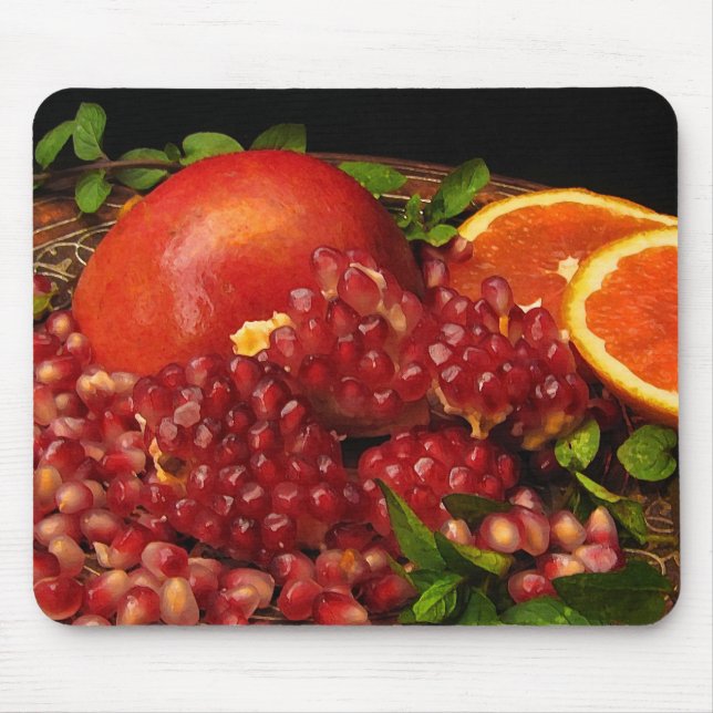 Pomegranate, Orange and Mint Mouse Pad (Front)