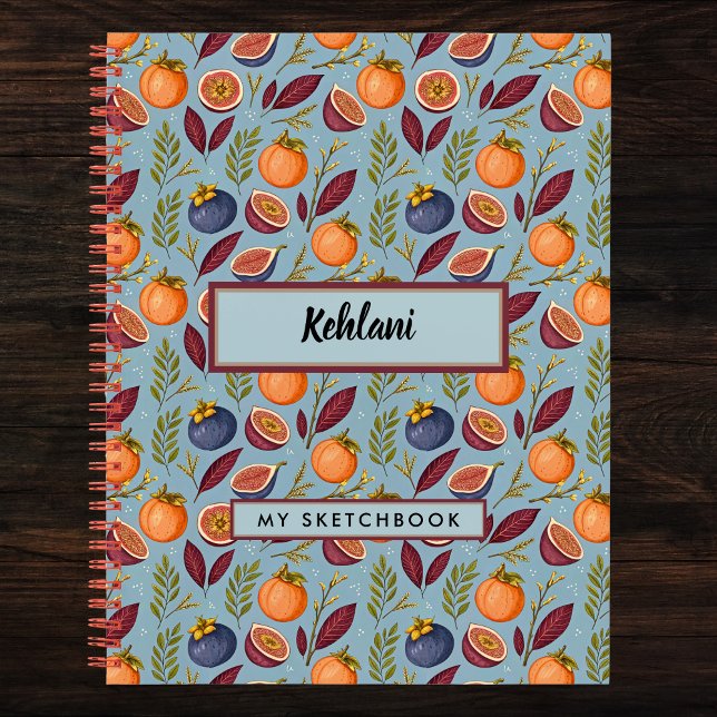 Pomegranate Orange Fern Purple Dusty Blue Sketch  Notebook (Creator Uploaded)