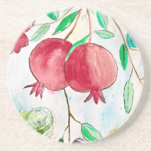 Pomegranate painting pomegranate art Wall art Coaster