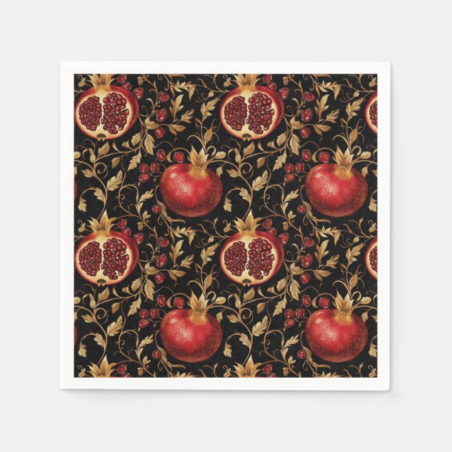 Pomegranate Paradise -Rich Floral Seamless Pattern Napkin (Front)