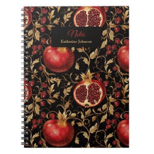 Pomegranate Paradise -Rich Floral Seamless Pattern Notebook