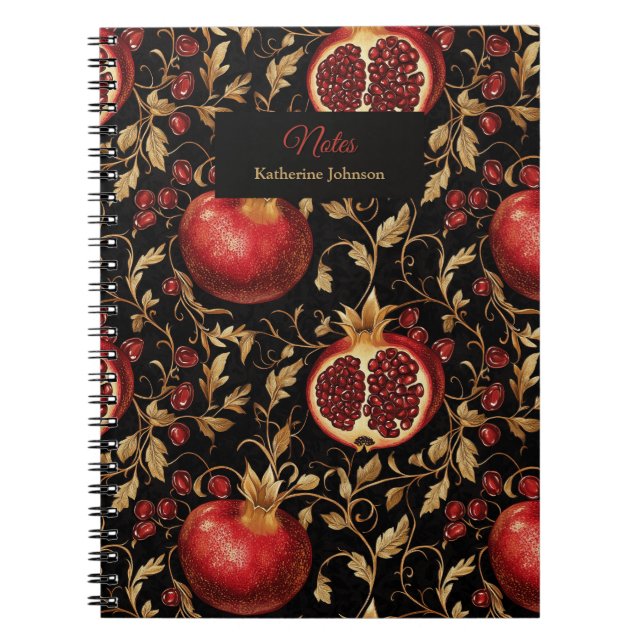 Pomegranate Paradise -Rich Floral Seamless Pattern Notebook (Front)