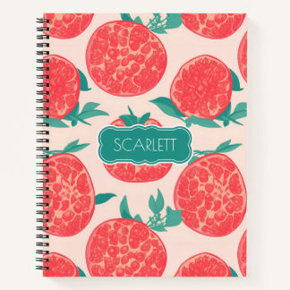 Pomegranate Pastel Colourful Personalised Pattern Notebook