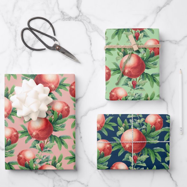 Pomegranate Pattern Wrapping Paper Sheet (Front)