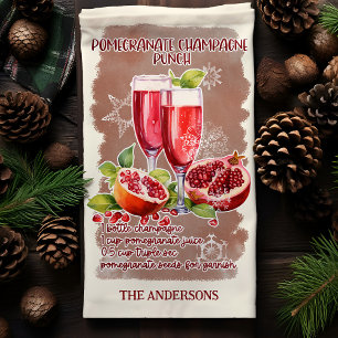 Pomegranate Punch Christmas Cocktail Recipe Tea Towel