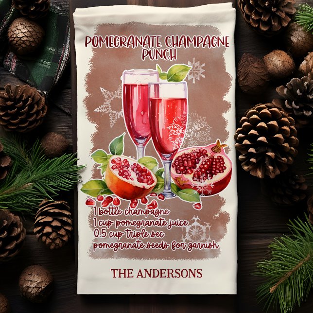 Pomegranate Punch Christmas Cocktail Recipe Tea Towel (Creator Uploaded)