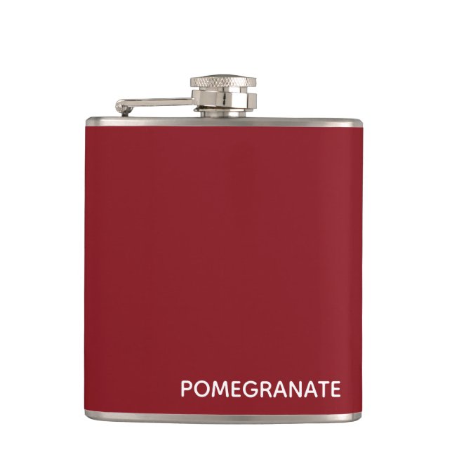 Pomegranate red color name hip flask (Front)