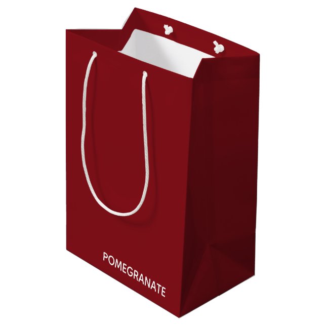 Pomegranate red color name medium gift bag (Back Angled)