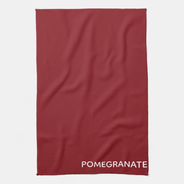 Pomegranate red color name tea towel (Vertical)