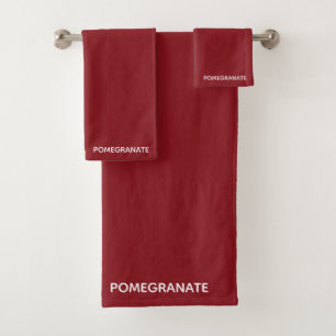 Pomegranate red colour name bath towel set