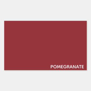 Pomegranate red colour name rectangular sticker