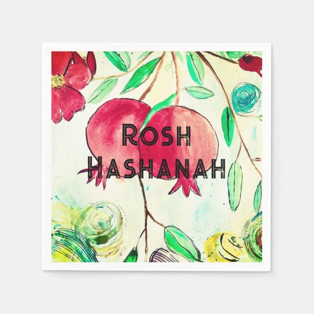 Pomegranate Rosh Hashanah Fruit Shana Tova Napkin (Front)
