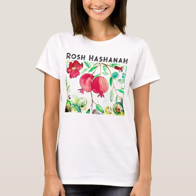 Pomegranate Rosh Hashanah Fruit Shana Tova T-Shirt (Front)