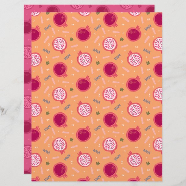 Pomegranate Scrapbook Paper (Front/Back)