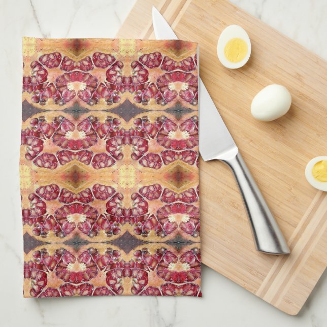Pomegranate Seeds Pattern Tea Towel (Quarter Fold)