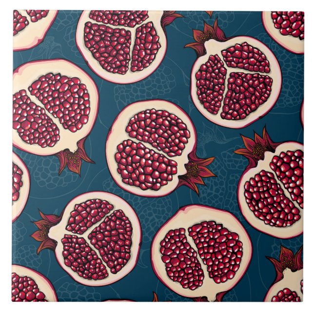 Pomegranate slices ceramic tile (Front)