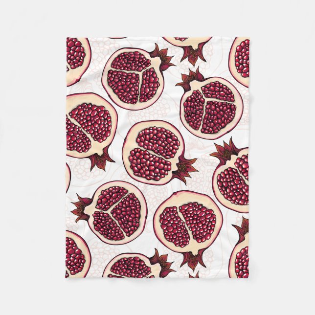 Pomegranate slices on white fleece blanket (Front)
