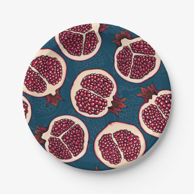 Pomegranate slices paper plate (Front)