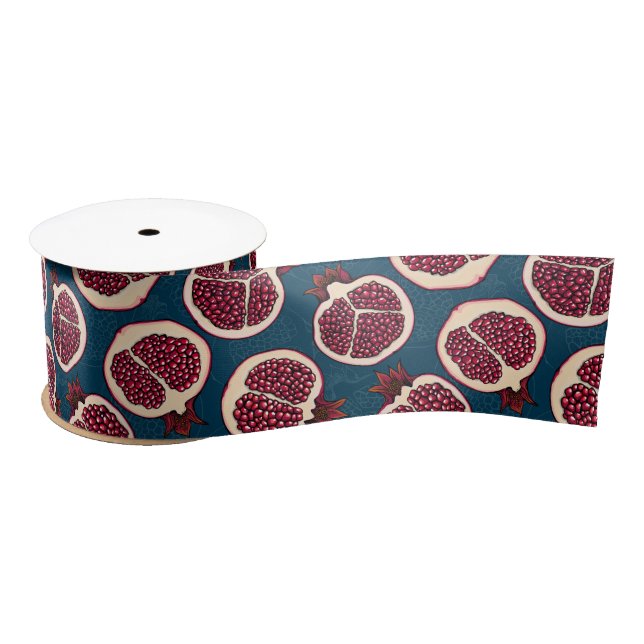 Pomegranate slices satin ribbon (Spool)