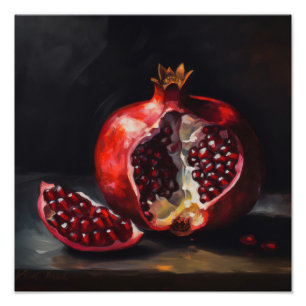 Pomegranate Still Life Oil Painting Style Photo Print