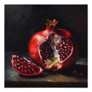 Pomegranate | Still Life | Oil Painting Style Photo Print