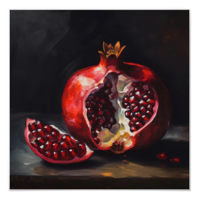 Pomegranate | Still Life | Oil Painting Style Photo Print (Front)