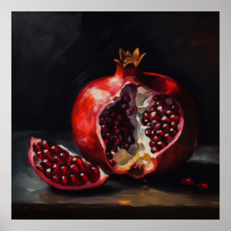 Pomegranate | Still Life | Oil Painting Style Poster