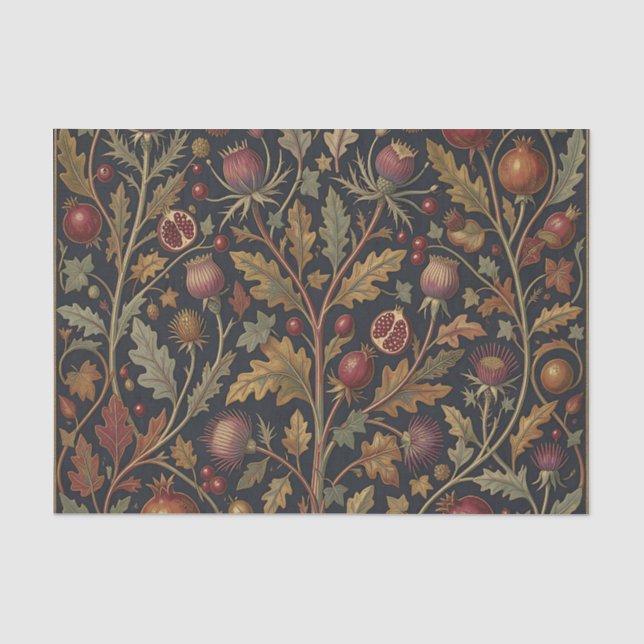 Pomegranate Thistle Botanical Pattern Tissue Paper (Front)