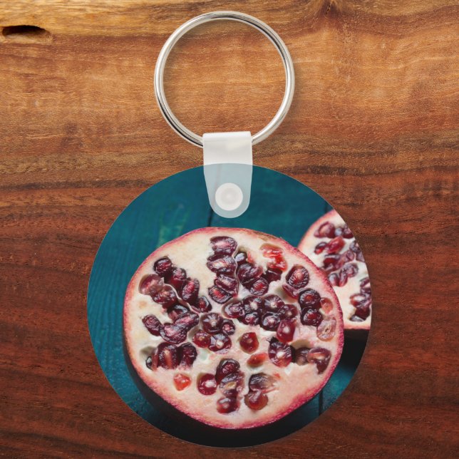 Pomegranate Vegan Fruit Gourmet Foodie Souvenir Key Ring (Front)