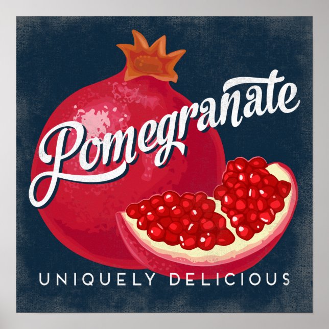 Pomegranate Vintage Fruit Label Poster (Front)