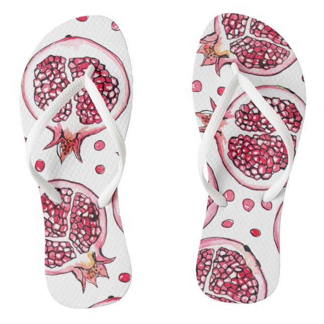 Pomegranate watercolor and ink pattern thongs (Footbed)