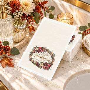 Pomegranate Wreath Friendsgiving Napkin