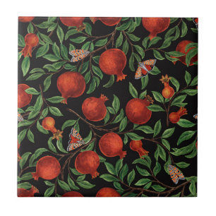 Pomegranates and Bella Moths Ceramic Tile