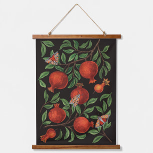 Pomegranates and Bella Moths Hanging Tapestry