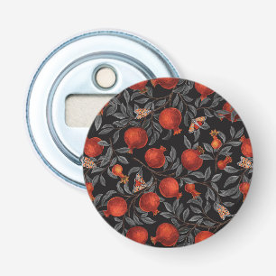 Pomegranates and Bella Moths in red and grey Bottle Opener