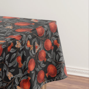 Pomegranates and Bella Moths in red and grey Tablecloth