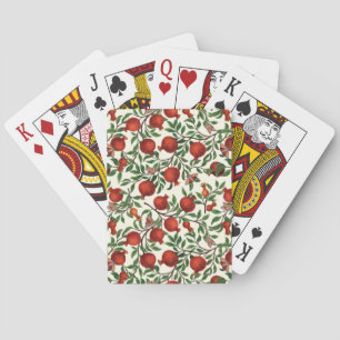 Pomegranates and Bella Moths on off white Playing Cards