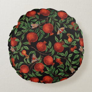 Pomegranates and Bella Moths Round Cushion