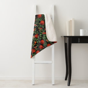 Pomegranates and Bella Moths Sherpa Blanket