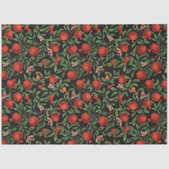 Pomegranates and Bella Moths  Tissue Paper (Front)