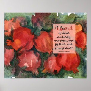 Pomegranates Bible Scripture Deuteronomy 8 Poster