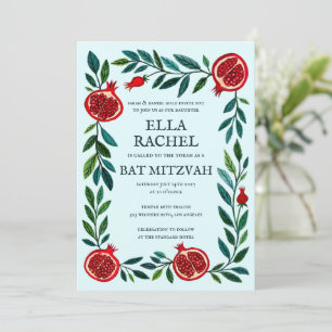 Pomegranates Custom B'nai Bat Bar Mitzvah QR Code Invitation